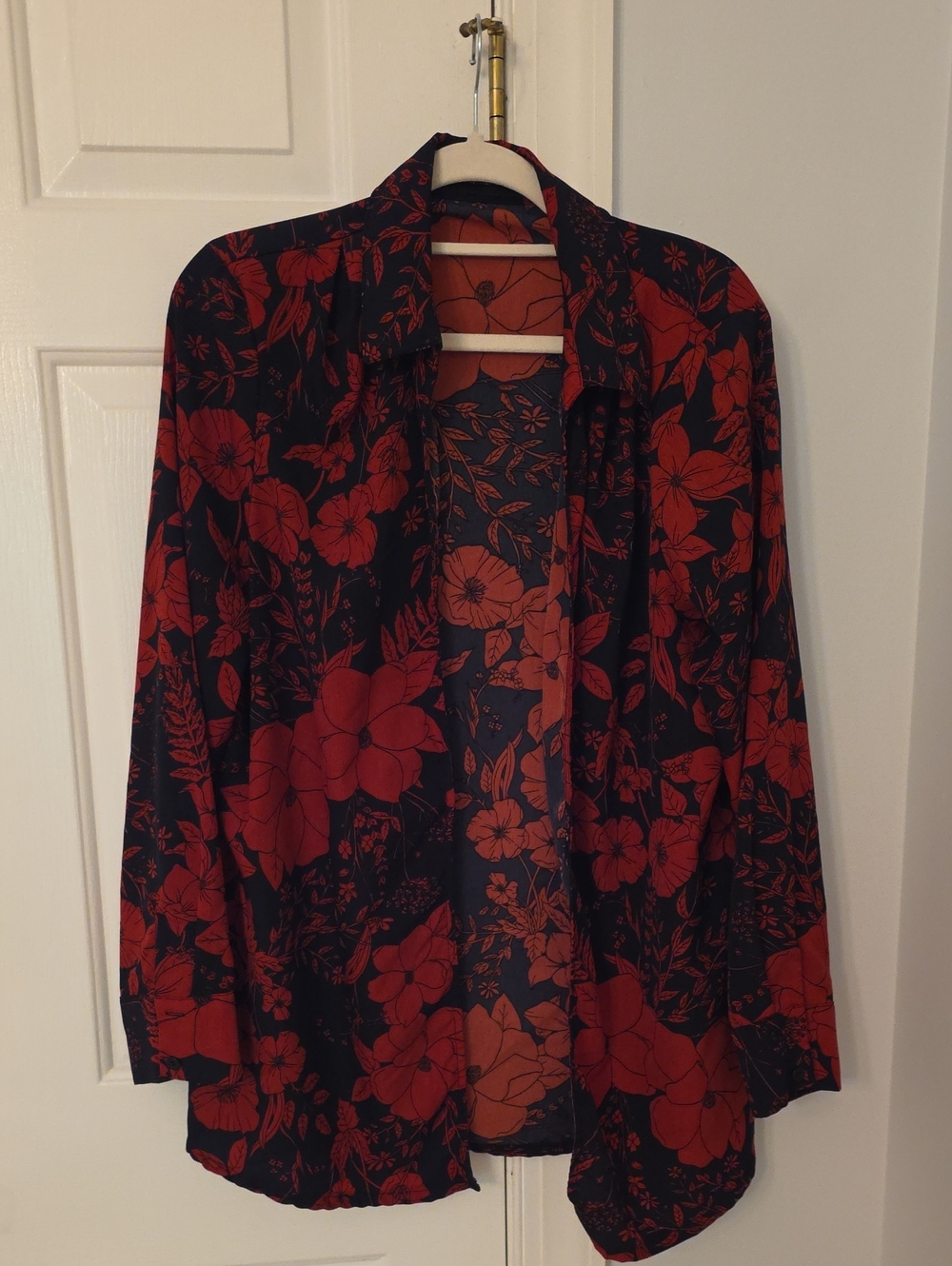 Women's Navy & Red Floral Open Front Set